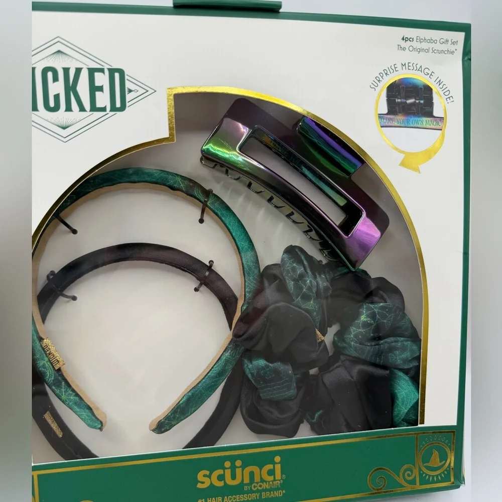 Scunci Wicked 4 piece Hair Accessory Set Elphaba NiB
